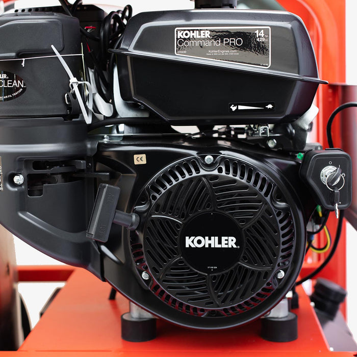 TMG Industrial 4000 PSI Hot Water Pressure Washer with 85’ Hose Reel, 14 HP Kohler Engine, Electric Start, Gas Fired, Triplex Plunger Pump, TMG-HW41R