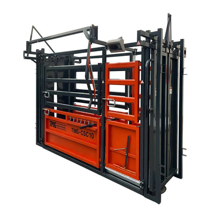10' Cattle Work Chute 4500-lb Weight Scale, Side Exit, Upper/Lower Swing Openings, LCD Weight Display, TMG-CSC10