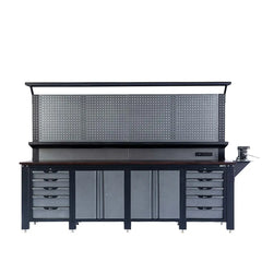 10' Commercial-Grade Workbench w/Pegboard, Solid Wood Top & Bench Vise, TMG-WBC10