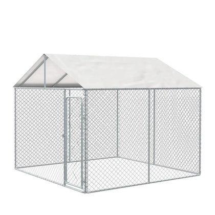 10' x 10' Outdoor Dog Kennel Playpen w/Cover, Outdoor Dog Runner, Pet Exercise House, Lockable Gate, 6' Chain-Link Fence, TMG-DCP1010
