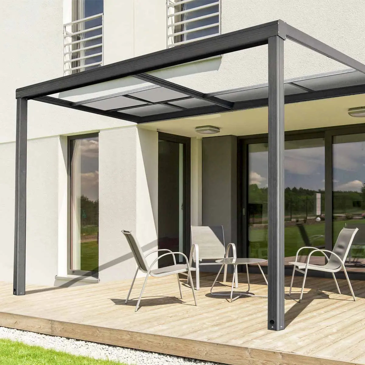 10 X 13 Sliding Roof Aluminum Patio Cover With Grey Panels 