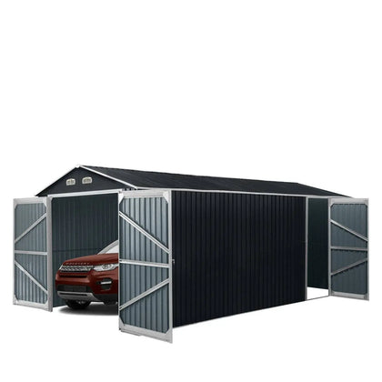 10' x 20' Metal Garage Shed, Double Front & Side Doors, 185 Sq-Ft, 7'8" Peak TMG-MS1020A