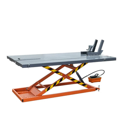 1500-lb Portable Motorcycle/ATV Scissor Lift, 48" Work Platform, Side Extensions, Foot Pedal Air Pump, Front-wheel vise grip, TMG-1500PML
