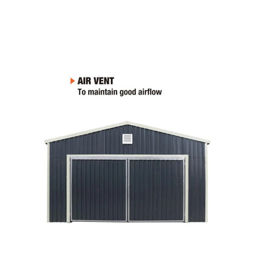 TMG 16' x 24' Metal Garage Shed, Double Front Side Doors, 384 Sq-Ft
