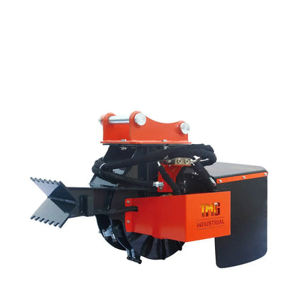 Accessoire de broyeur de souches d'excavatrice TMG Industrial 18 ", support de 3 à 7 tonnes, 13-20 GPM, ligne de vidange de boîtier, TMG-ESG18