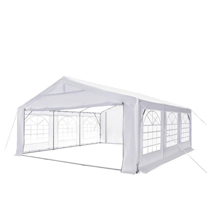 20' x 20' Heavy Duty Outdoor Party Tent with Removable Sidewalls and Roll-Up Doors, PE tarpaulin fabric, 6'6" Overhead, 10' Peak Ceiling, TMG-PT2020F