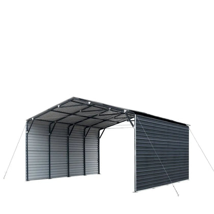 20' x 20' Metal Shed Carport, 10' Enclosed Sidewalls, 400 Sq-Ft, 27 GA Corrugated Panels TMG-MSC2020F