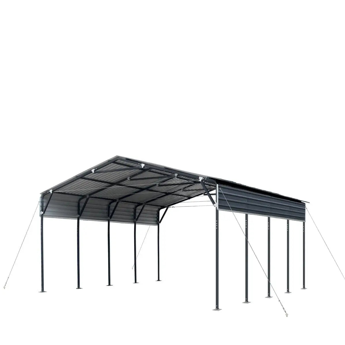 20' x 20' Metal Shed Carport, 10' Open Sidewalls, 400 Sq-Ft, 27 GA