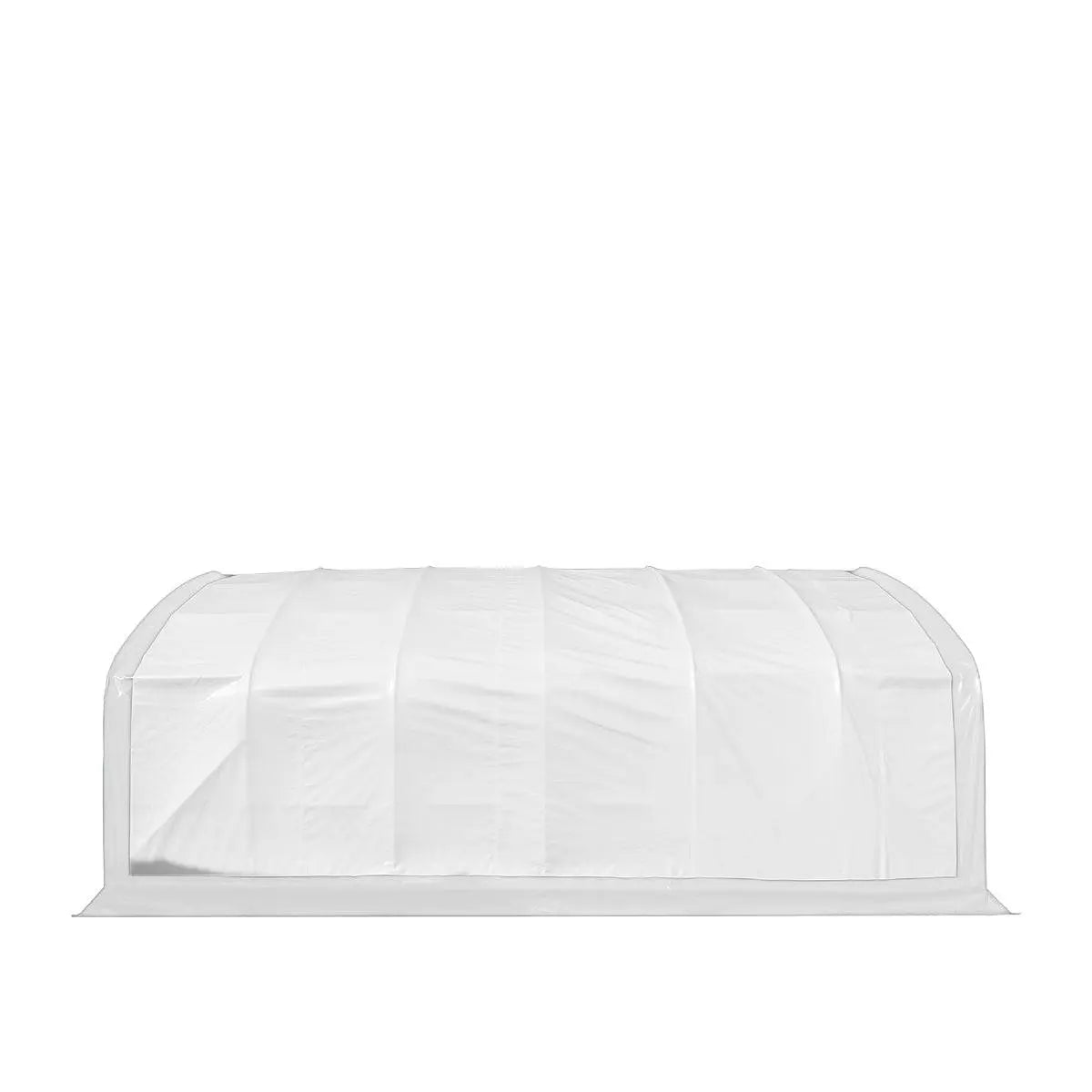 TMG Industrial 20' x 30' Straight Wall Peak Ceiling Storage Shelter with Heavy Duty 11 oz PE Cover & Drive Through Door, TMG-ST2031E