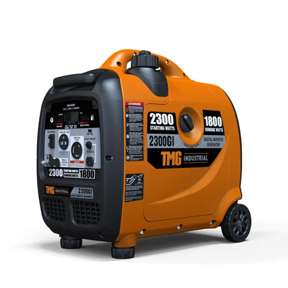 TMG Industrial Générateur d'essence à onduleur numérique 2300 W, moteur 79 cc OHV, 6,5 heures d'autonomie, 120/240 VAC, poignée télescopique, kit de câbles parallèles, TMG-2300GI