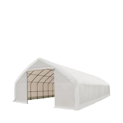 30' x 70' Straight Wall Peak Ceiling Storage Shelter with Heavy Duty 17 oz PVC Cover & Drive Through Doors, (Discontinued – No Longer Available) TMG-ST3070V