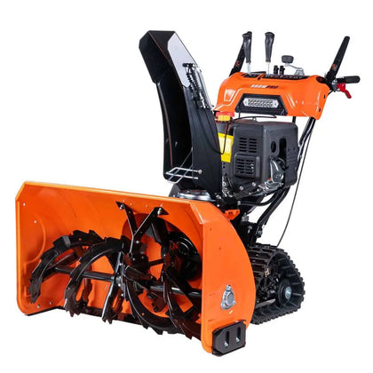 34" Self-Propelled Gas-Powered Snow Blower, Dual-Stage, Rubber Track, Heated Hand Grips, Electric Start, 21" Intake Height, LED Light, TMG-GSB34