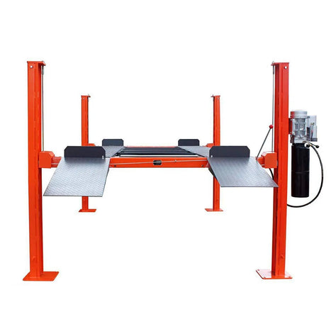 TMG Industrial 4-Post Auto Lift, 9,000 lb Lift Capacity, 77” Rise, Removable Ramp, CETL Certified Power Unit, TMG-ALF90