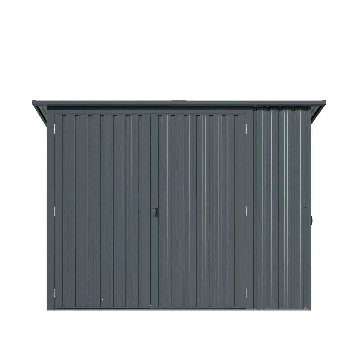 TMG Industrial 4’ x 8’ Bicycle Metal Pent Shed, 29 Gauge Corrugated Metal, 70” Upper edge, TMG-MS0408
