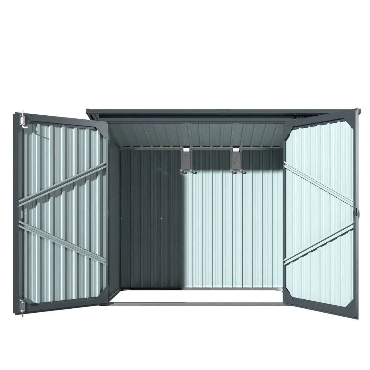 4' x 8' Bicycle Metal Pent Shed, 29 Gauge Corrugated Metal