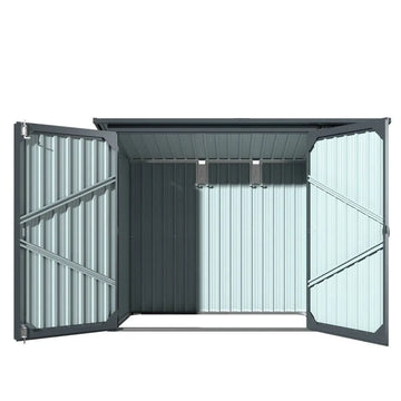 4' x 8' Bicycle Metal Pent Shed, 29 Gauge Corrugated Metal, 70