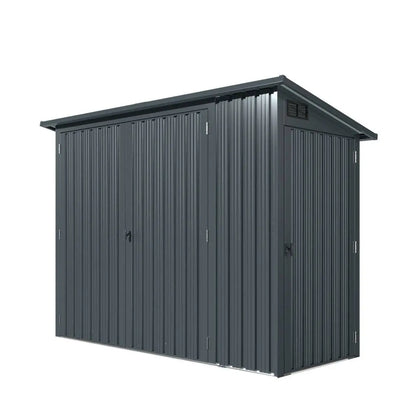 4' x 8' Bicycle Metal Pent Shed, 29 Gauge Corrugated Metal, 70" Upper edge, TMG-MS0408