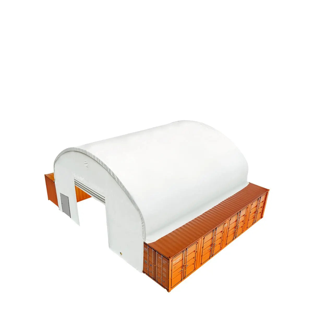 TMG Industrial 40' x 40' Dual Truss Container Shelter with Heavy Duty 21 oz PVC Cover, Fully Enclosed front and back endwalls, TMG-DT4041CG