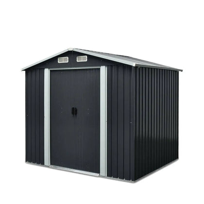 TMG Industrial Remise métallique 6' x 8' galvanisée à toit en Apex, métal ondulé 29 GA, hauteur des bords 67", TMG-MS0608