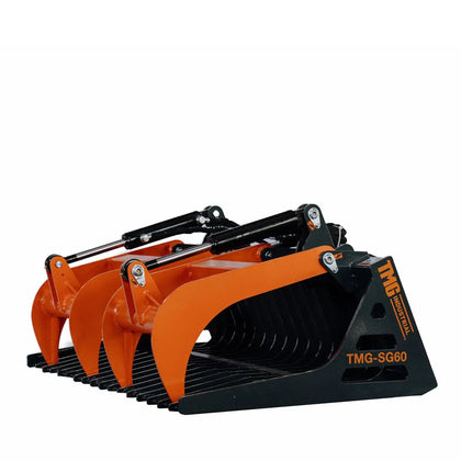 60" Skid Steer Skeleton Grapple Attachment, Universal Mount, 34" Arm Opening, 3" Tine Spacing, 2600 lb Weight Capacity, TMG-SG60