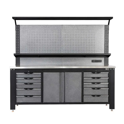 7' Commercial-Grade Workbench with Pegboard & Stainless Steel Benchtop, TMG-WBC07
