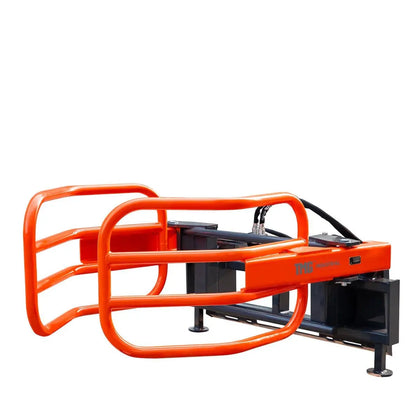 72" Skid Steer Hydraulic Round Bale Gripper/Squeeze Grapple, 2500 lb Capacity, 35" Depth, Dual Kickstands, Tubular Arms, Universal Quick-Mount, TMG-SBG72
