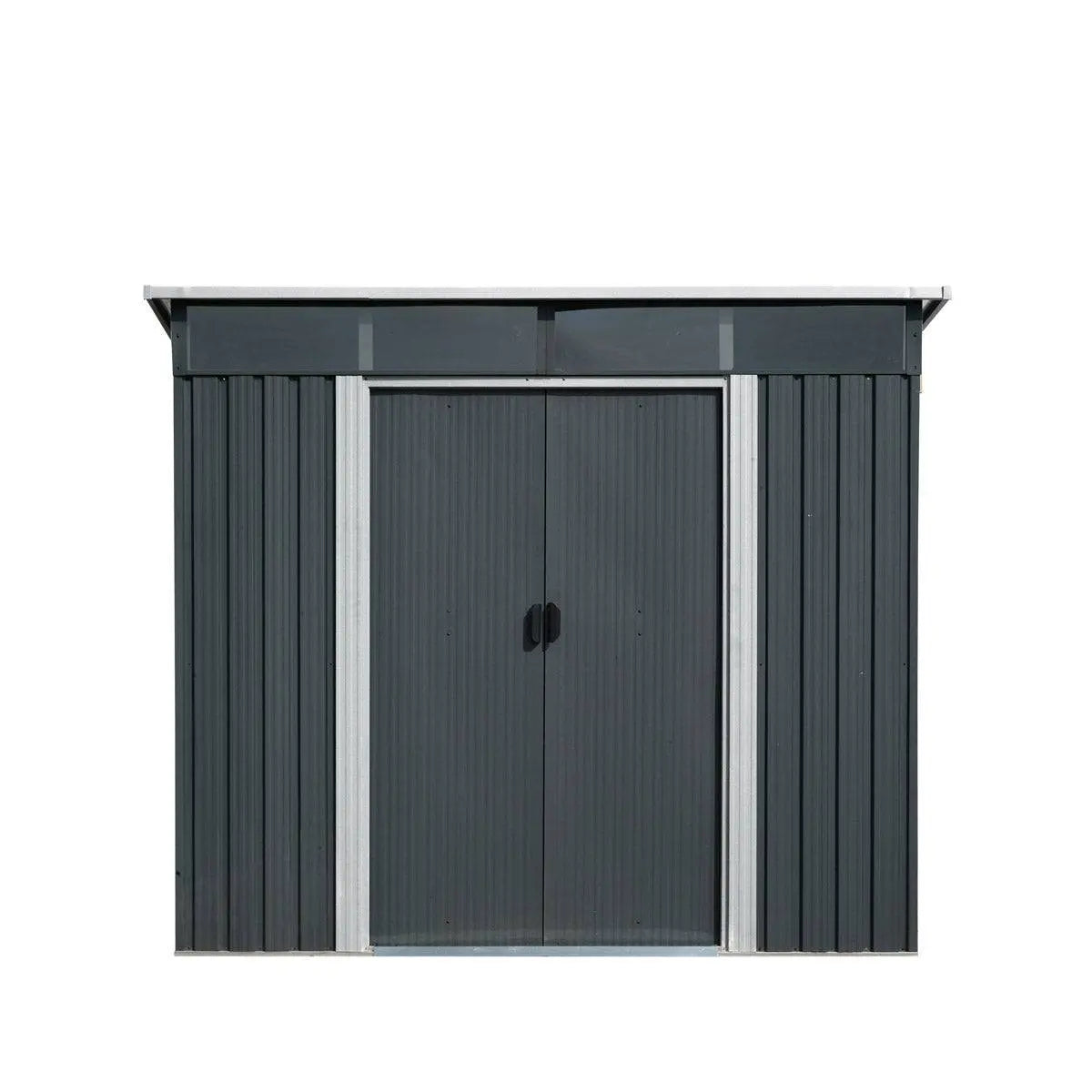 TMG Industrial 8’ x 9’ Galvanized Metal Pent Shed w/Skylight, 29 GA Corrugated Metal, 80” Peak Ceiling, TMG-MS0809P