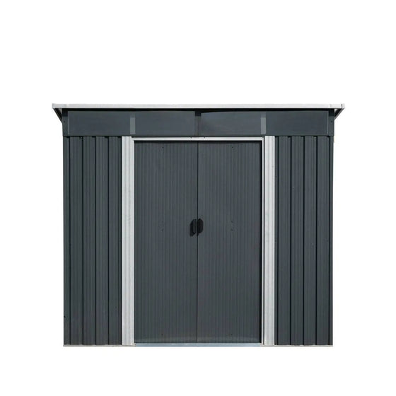 TMG Industrial 8’ x 9’ Galvanized Metal Pent Shed w/Skylight, 29 GA Corrugated Metal, 80” Peak Ceiling, TMG-MS0809P