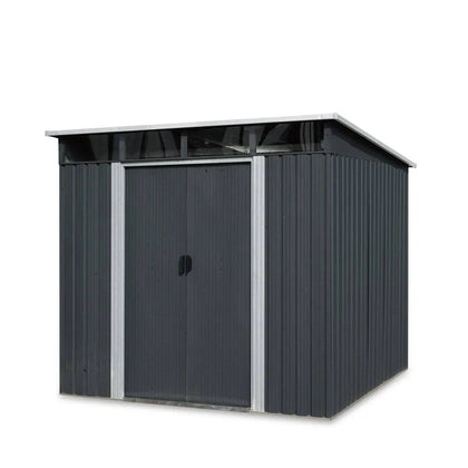 8' x 9' Galvanized Metal Pent Shed w/Skylight, 29 GA Corrugated Metal, 80" Peak Ceiling, TMG-MS0809P (Discontinued – No Longer Available)