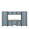 TMG Industrial Pro Series Armoire de rangement de garage 9 pièces avec armoire roulante, dessus de table en bois d'hévéa, poignées encastrées en aluminium, TMG-GCC09B