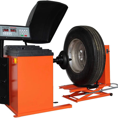 TMG Industrial Truck Wheel Balancer, Self-Calibrating, Air Powered Lift, 13”-24” Rim, Computerized, 220 RPM, +/- 1 g of Accuracy, TMG-TWB24