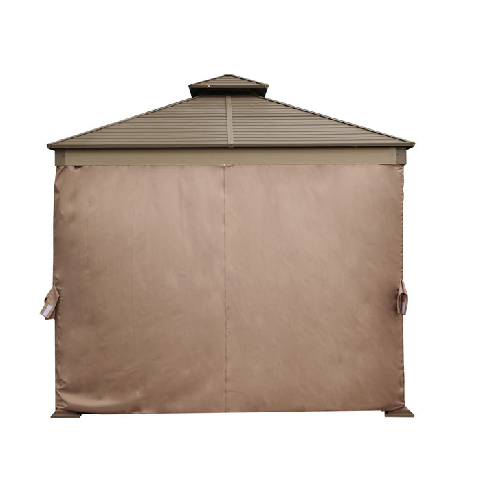 TMG Industrial 10’ x 10’ Hardtop, Double Tier Steel Roof Patio Gazebo, Mosquito Nets & Curtains Included, TMG-LGZ11