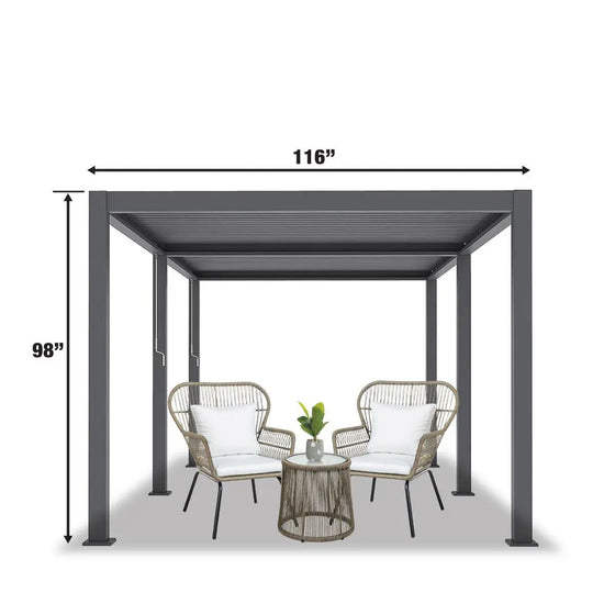 TMG LIVING 10' x 20' Aluminum Louver Slatted Pergola, With Manual Adjustable Louver Blades, TMG-LPG20