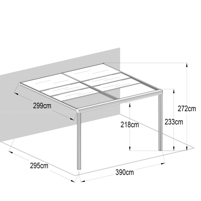 TMG Industrial 10' x 13' Couverture de terrasse en aluminium à toit coulissant avec panneaux gris, TMG-LPC13