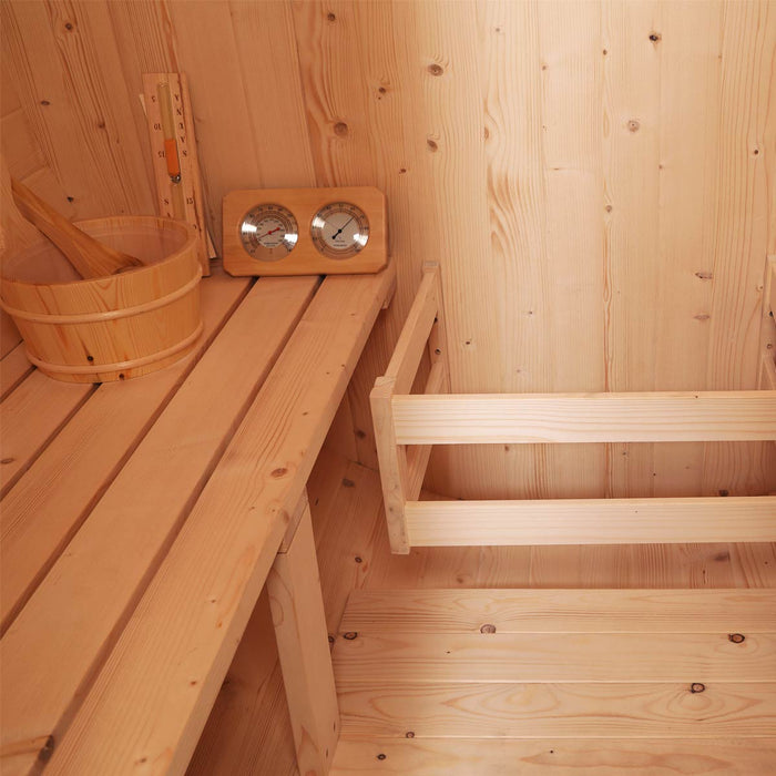 TMG LIVING Sauna extérieur en pin blanc pour trois personnes, porte en verre trempé, TMG-LSN41