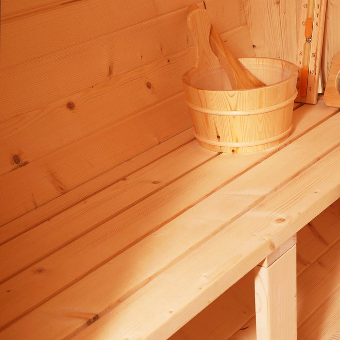 TMG LIVING Sauna extérieur en pin blanc pour trois personnes, porte en verre trempé, TMG-LSN41