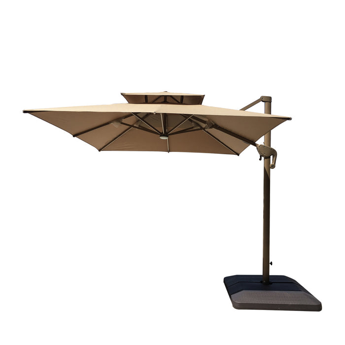 TMG Living 10-ft Offset Patio Cantilever Umbrella w/LED Lights and Aluminum Frame, Commercial Grade, Water Base Included, TMG-LUA10