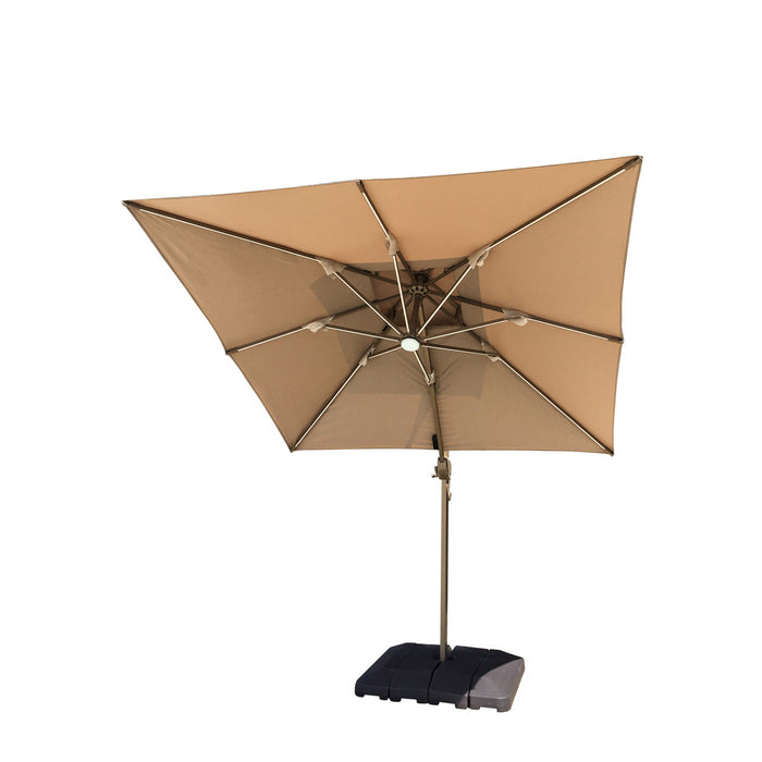 TMG Living 10-ft Offset Patio Cantilever Umbrella w/LED Lights and Aluminum Frame, Commercial Grade, Water Base Included, TMG-LUA10