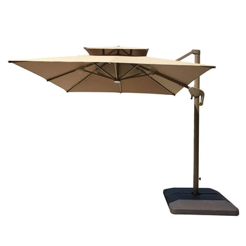 blue and tan patio umbrella GARDEN 10 Ft Offset Cantilever Umbrellas for Patio Outdoor Shade, Navy Blue