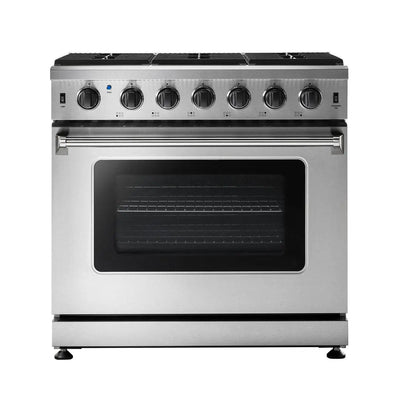 TMG Living Kitchen 36” Freestanding Gas Convection Range, Commercial Convection Fan, 3-Layered Glass Window, 9000-18500 BTU, TMG-HRG36