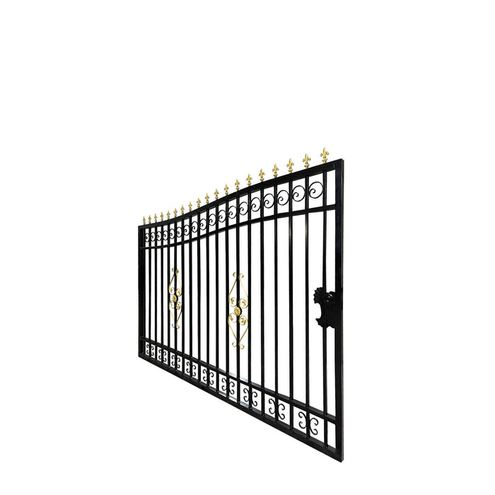 TMG Industrial 88-ft Bi-Parting Ornamental Wrought Iron Gate & Fence Panels Combo Pack, All Steel, Powder Coated, TMG-MG88P