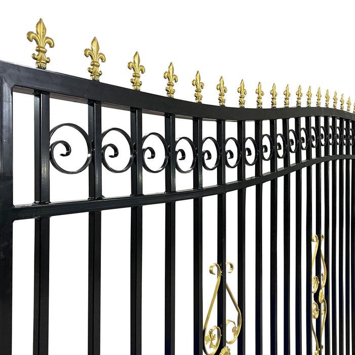 TMG Industrial 88-ft Bi-Parting Ornamental Wrought Iron Gate & Fence Panels Combo Pack, All Steel, Powder Coated, TMG-MG88P