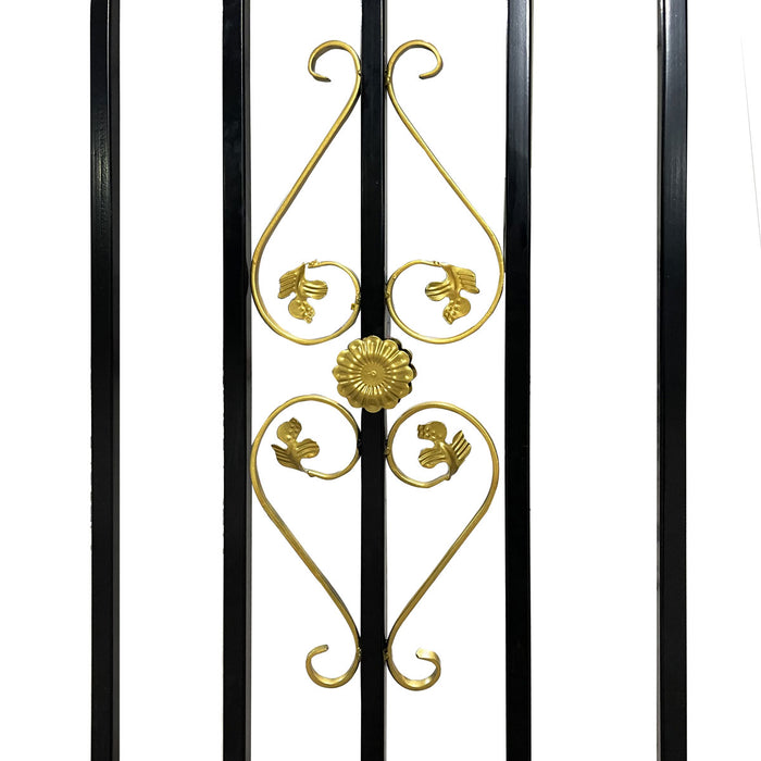 TMG Industrial 110-ft Bi-Parting Ornamental Wrought Iron Gate & Fence Panels Combo Pack, All Steel, Powder Coated, TMG-MG110P