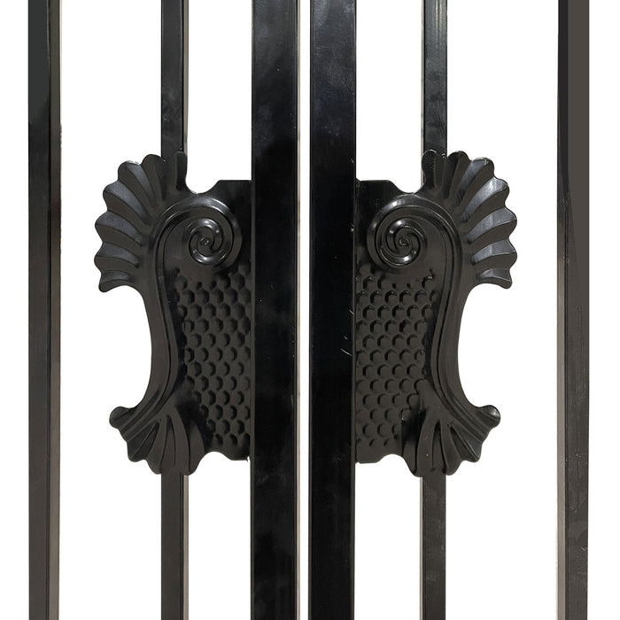 TMG Industrial Ensemble de panneaux de porte et de clôture en fer forgé ornemental à deux séparations de 88 pieds, tout en acier, enduit de poudre, TMG-MG88P