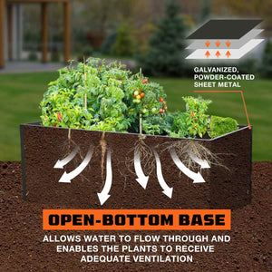TMG Industrial Rectangular Metal Raised Garden Bed, 79” Bed Planting,
