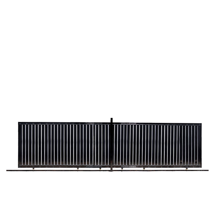 TMG Industrial 25-ft Driveway Privacy Sliding Wrought Iron Gate, Fully Welded Structure & Panels, In-Ground Rail Track, TMG-MGS25