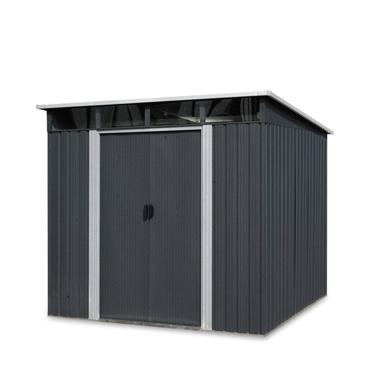 TMG Industrial 8’ x 9’ Galvanized Metal Pent Shed w/Skylight, 29 GA Co