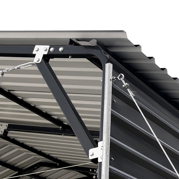 TMG Industrial 20’ x 20’ Metal Shed Carport, 10’ Open Sidewalls, 400 Sq-Ft, 27 GA Corrugated Panels, TMG-MSC2020