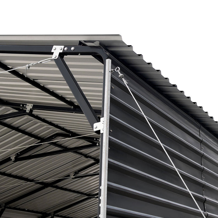 TMG Industrial 20’ x 30’ Metal Shed Carport, 10’ Enclosed Sidewalls, 600 Sq-Ft, 27 GA Corrugated Panels, TMG-MSC2030F