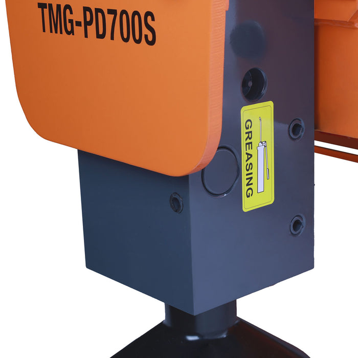 TMG Industrial Skid Steer Post Pounder, diamètre de poteau de 20,3 cm, classe énergétique 700 pi-lb, taux de martèlement 500-900 BPM, TMG-PD700S